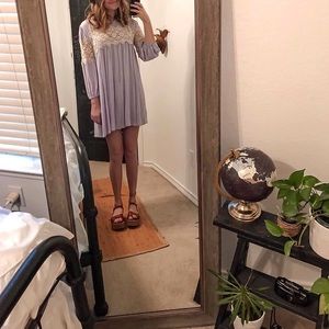 lavender babydoll dress with lace